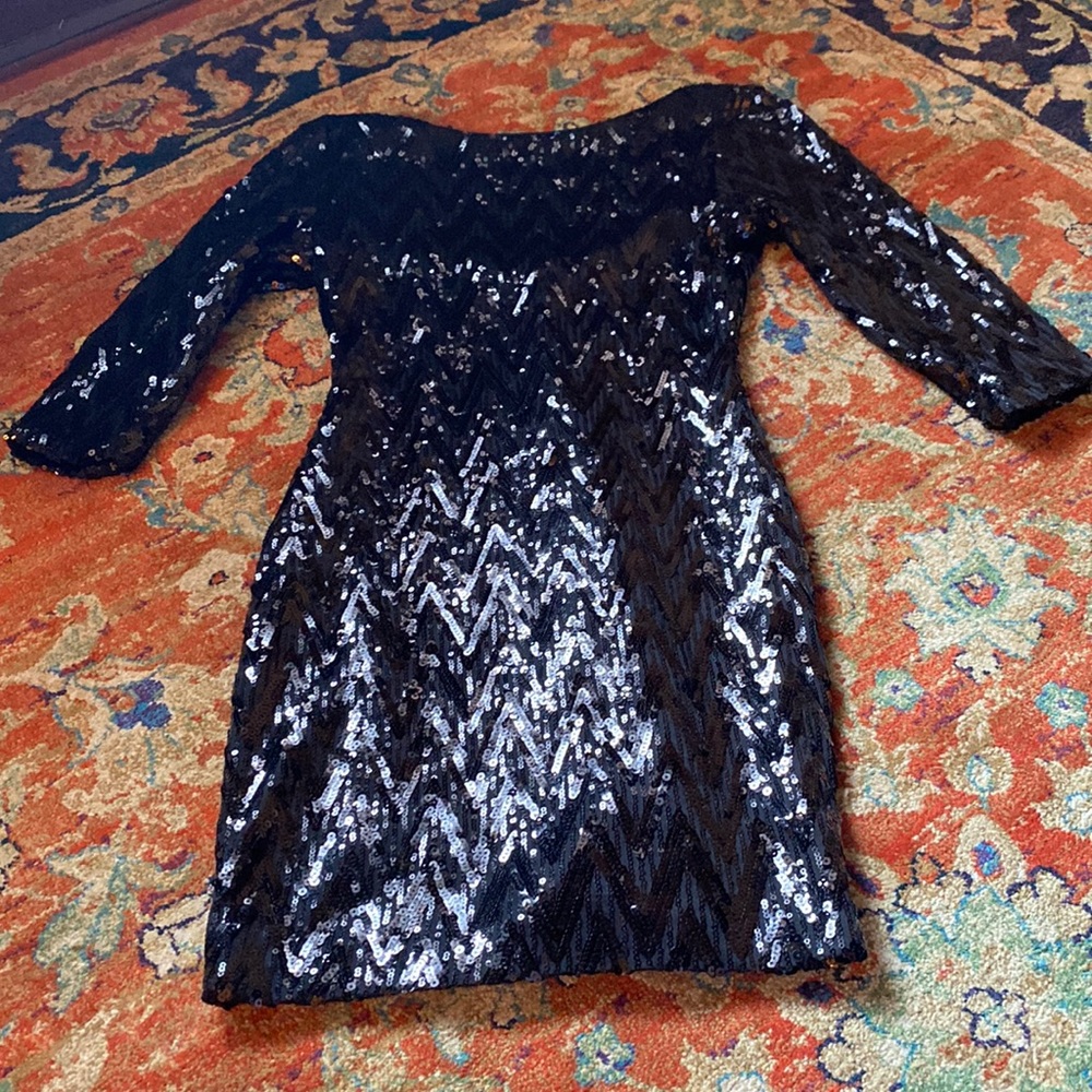 black sequined mini dress